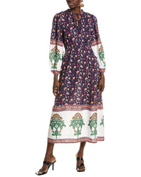 Garrie B Smocked Maxi Dress Blue