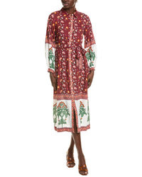 Garrie B Button-Down Midi Dress Brown Multi