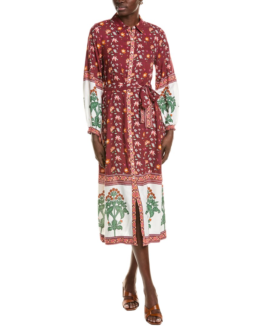 Garrie B Button-Down Midi Dress Brown Multi