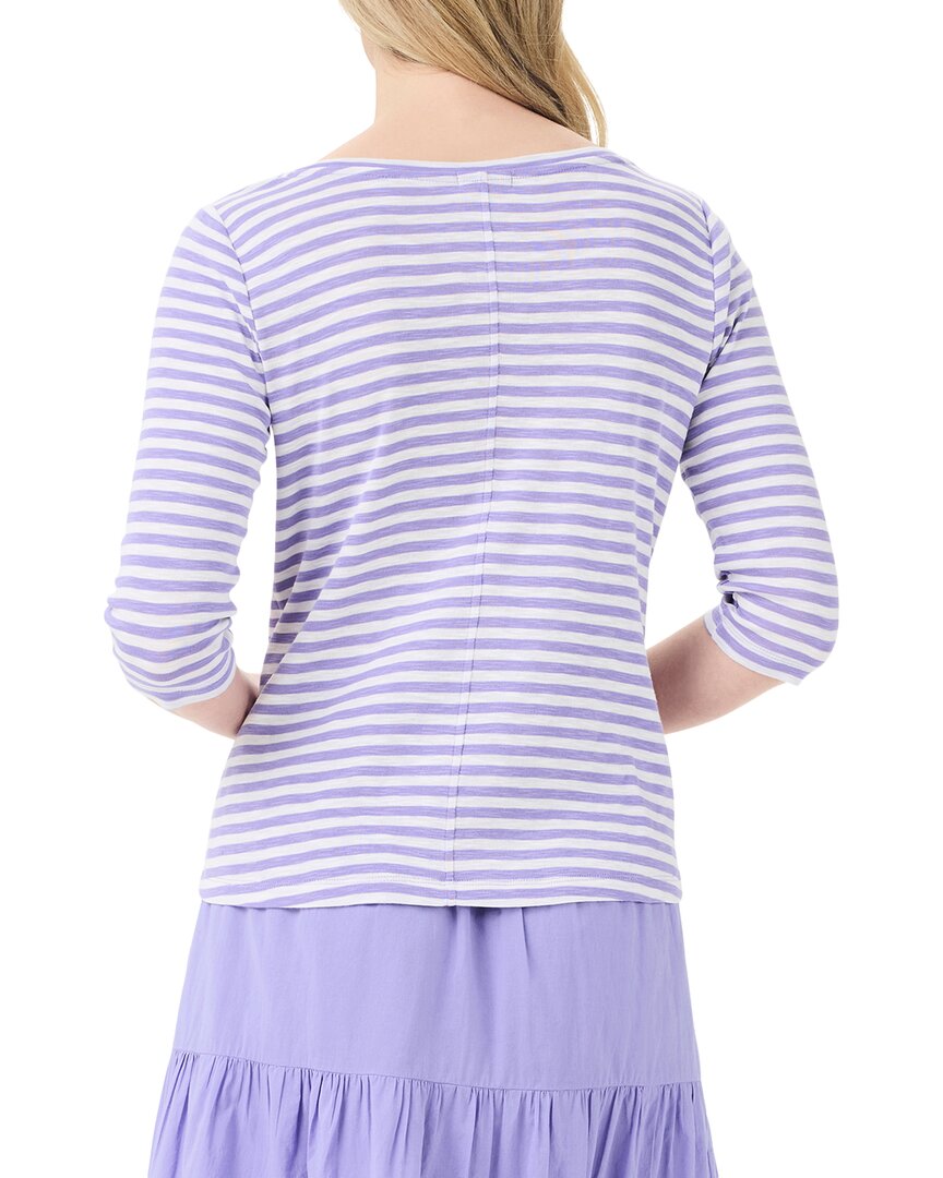 Nic+Zoe Petite 3/4 Sleeve Stripe Boat T-Shirt