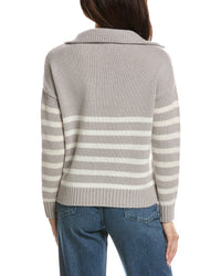 THE CASHMERE PROJECT The Cashmere Project Striped Quarter Zip Mock Neck Cashmere Sweater