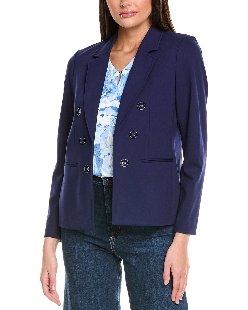 Jones New York Faux Double-Breasted Jacket Blue