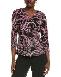 Jones New York 3/4-Sleeve Blouse Pink Regular 0 (XS)