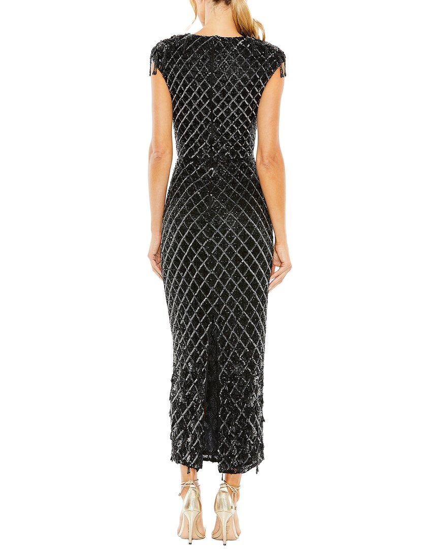 Mac Duggal Cap Sleeve Beads Embellished Prom Dress