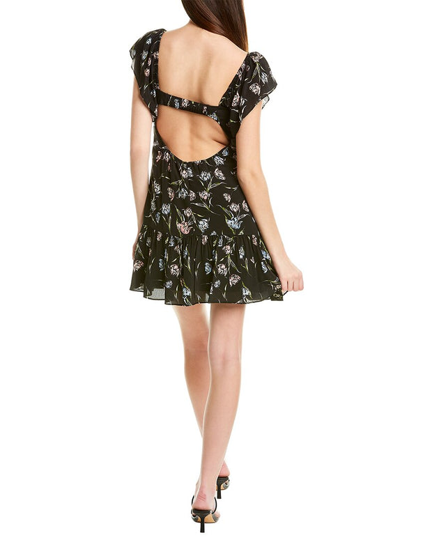 Nicole Miller Tossed Tulip Ruffle Silk-Blend Mini Dress