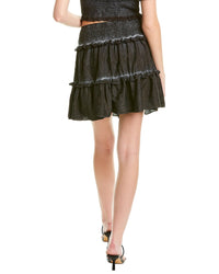 Nicole Miller Jacquard Garment-Dyed Silk-Blend Mini Skirt
