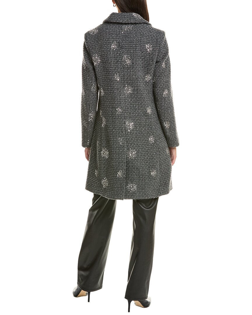 CeCe Cece Sequin-Embellished Wool-Blend Coat