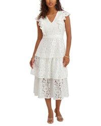 Kensie Floral Lac Midi Dress