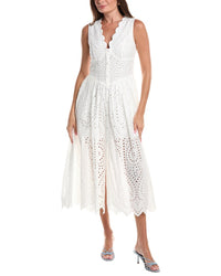 Avec Les Filles Avec Les Filles Scallop Neck Midi Dress