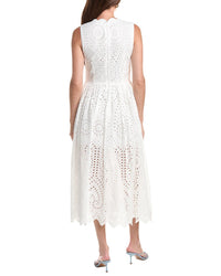 Avec Les Filles Avec Les Filles Scallop Neck Midi Dress