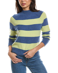 THE CASHMERE PROJECT The Cashmere Project Striped Mini Mock Neck Cashmere Sweater
