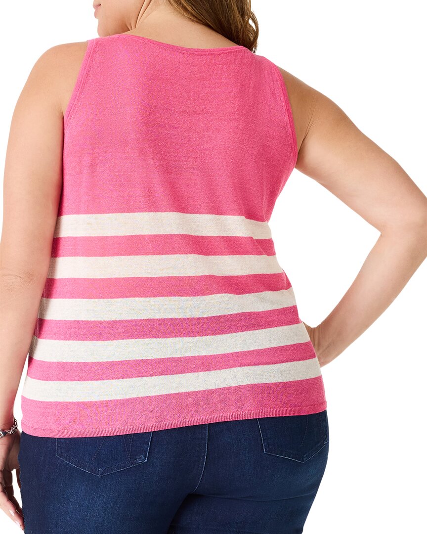 Nic+Zoe Plus Featherweight Striped Linen-Blend Tank