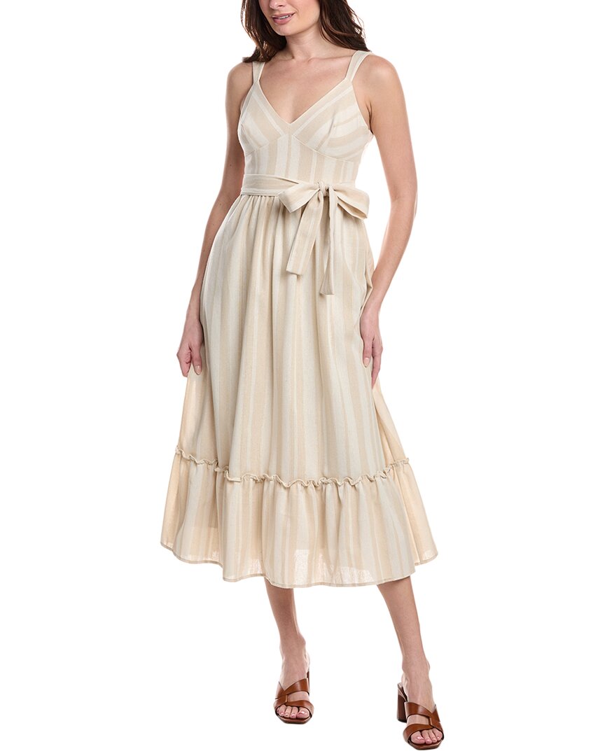 Taylor Linen-Blend Midi Dress Beige 2