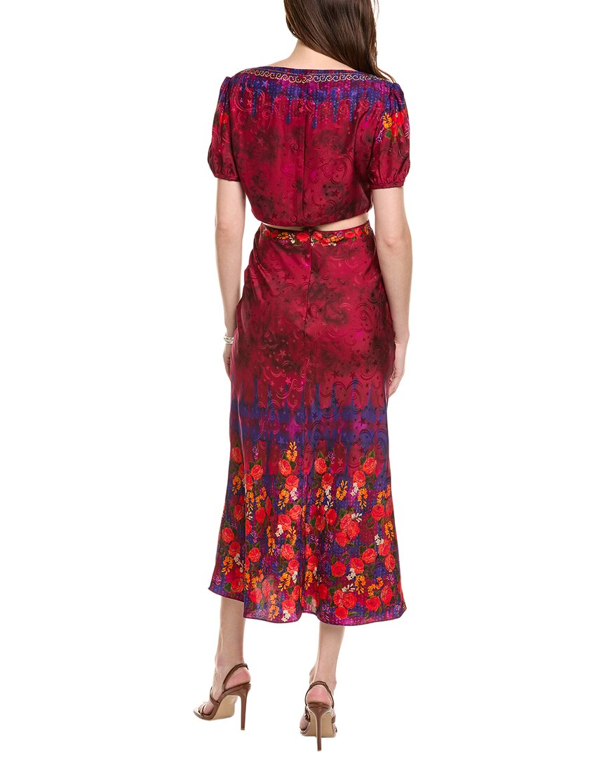 saloni silk midi dress Saloni Astro Stamped Satin Silk Midi Dress – Bluefly