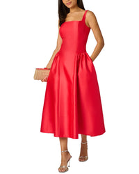 Adrianna Papell Adrianna Papell Shirred Mikado Ankle Length Dress