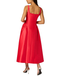 Adrianna Papell Adrianna Papell Shirred Mikado Ankle Length Dress