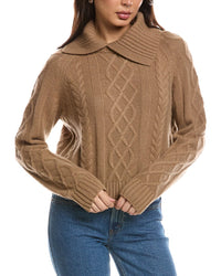THE CASHMERE PROJECT The Cashmere Project Removable Collar Cable Crop Sweater