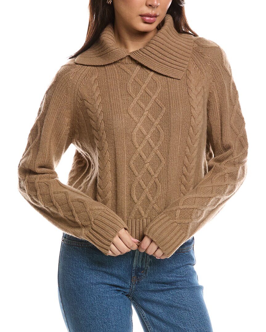 THE CASHMERE PROJECT The Cashmere Project Removable Collar Cable Crop Sweater