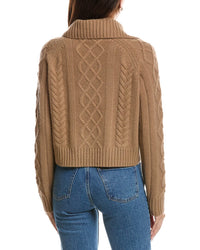THE CASHMERE PROJECT The Cashmere Project Removable Collar Cable Crop Sweater