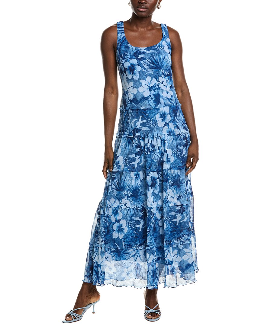 Jones New York Multi Tier Maxi Dress Regular 4 (S) Blue