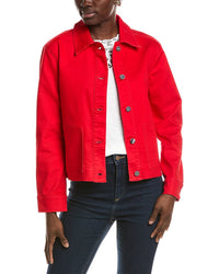 Jones New York Patch Pocket Denim Jacket Red