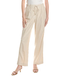 Jones New York Pull-On Side Vent Wide Leg Linen-Blend Pant Regular 0 (XS) Brown