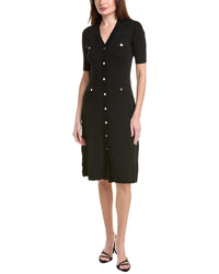Anne Klein Snap Front Sweaterdress Regular 12 (L) Black