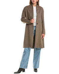 Vince Collarless Wool-Blend Coat