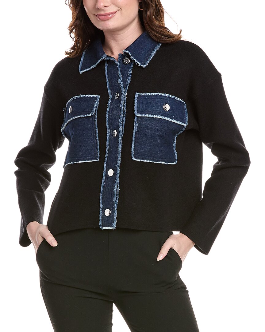 Nanette Nanette Lepore Denim-Trim Jacket Regular 0 (XS) Black