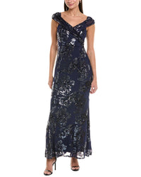 Maggy London Sequin Maxi Dress Blue