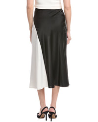 Anne Klein Pull-On Bias Colorblocked Flared Midi Skirt
