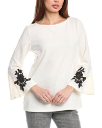 Anne Klein Bell-Sleeve Tunic White Regular 0 (XS)