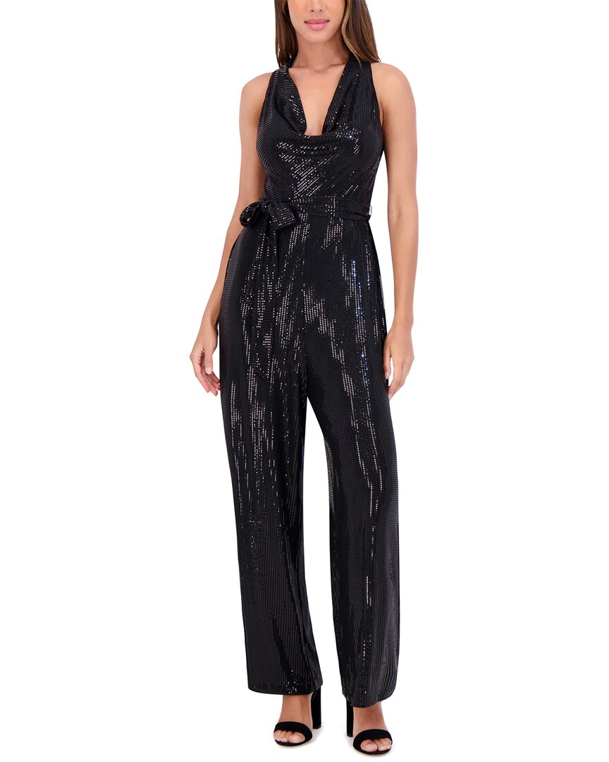 Kensie Sequin Knit Jumpsuit Black
