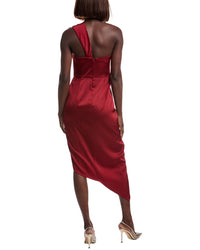 Liv Foster One-Shoulder Satin Midi Dress