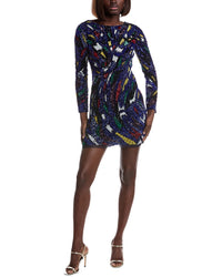 Liv Foster Bianca Beaded Mini Dress Grey Multi