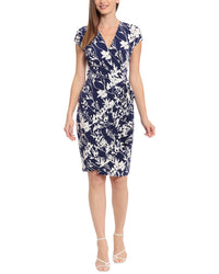 Maggy London Wrap Dress Navy Ivory