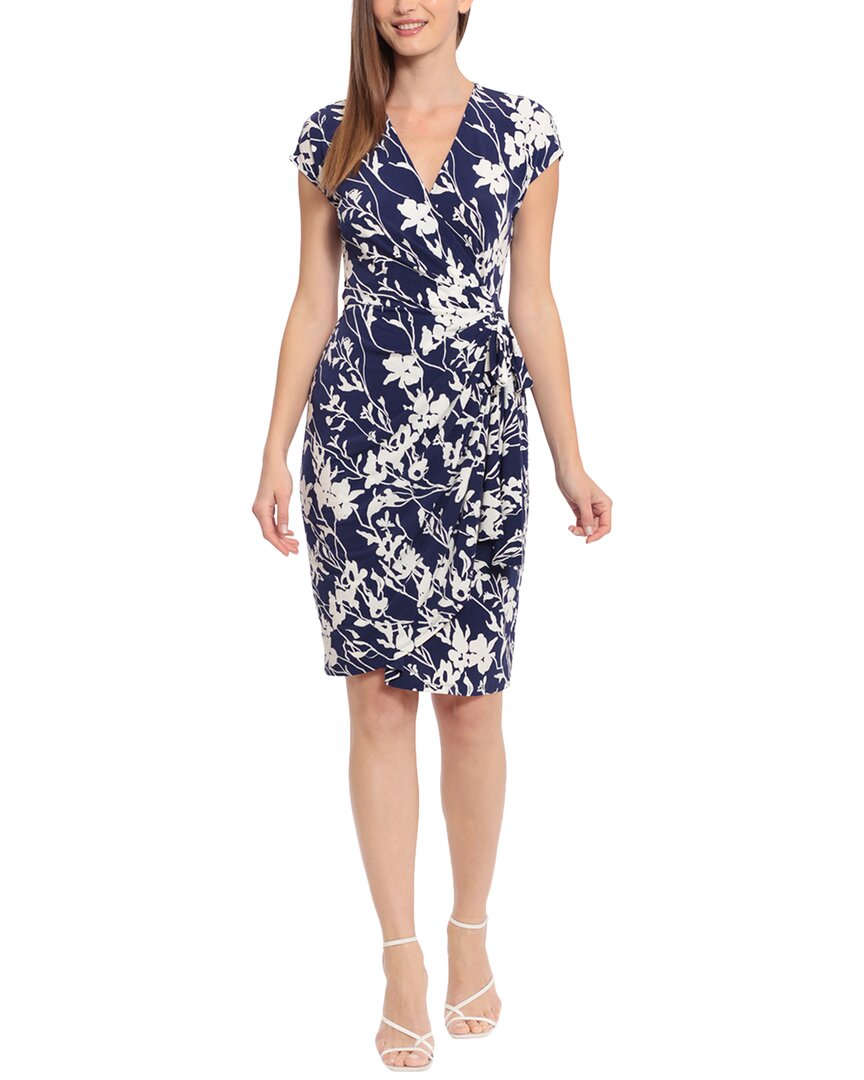 Maggy London Wrap Dress Navy Ivory