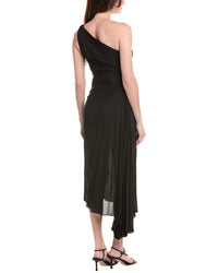 Nicole Miller Accordion Pleated One-Shoulder Midi Dress