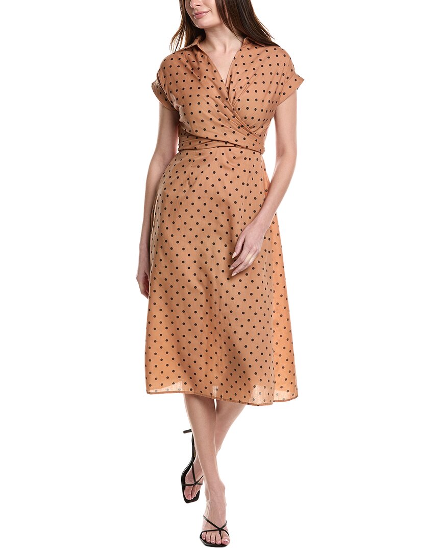 Maison Maar Tie Front Midi Dress Regular 4 (S) Brown Multi