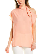Pearl By Lela Rose Sheer Check Top
