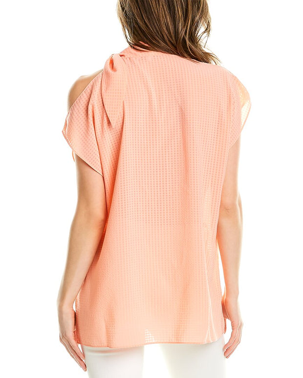 Pearl By Lela Rose Sheer Check Top