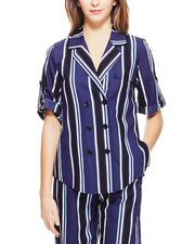 Pearl By Lela Rose Striped Camp Shirt