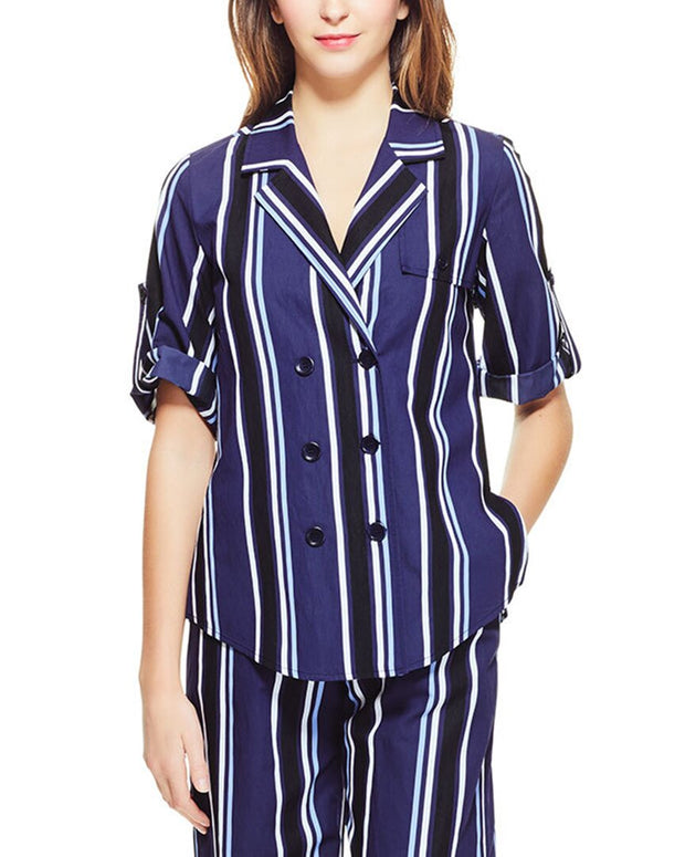 Pearl By Lela Rose Striped Camp Shirt