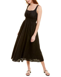 Pearl By Lela Rose Floral Eyelet Midi Dress Black