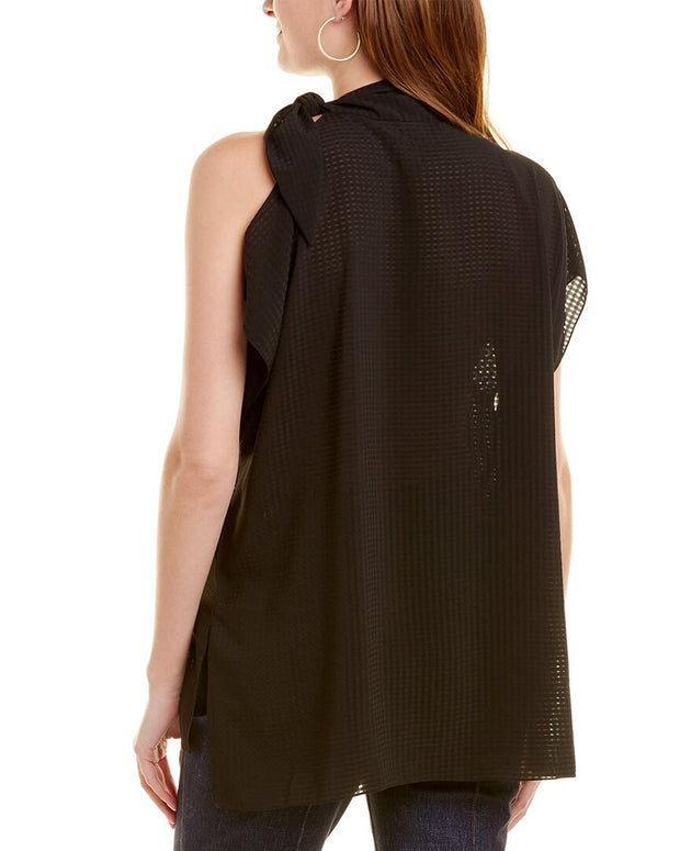 Pearl By Lela Rose Sheer Check Top