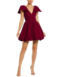 Mac Duggal Shoulder Bow Bubble Mini Dress