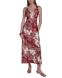 Halston Halston Sleeveless V-Neck Midi Dress
