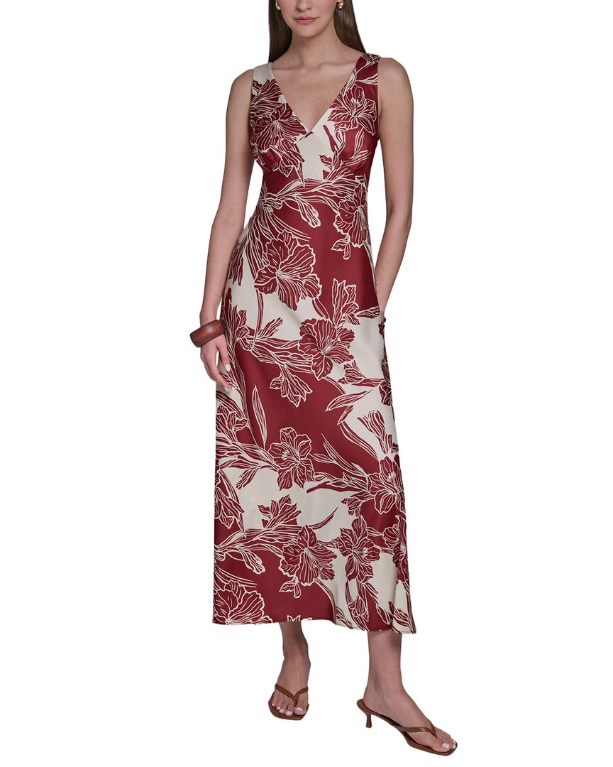 Halston Halston Sleeveless V-Neck Midi Dress