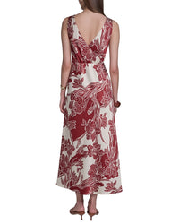 Halston Halston Sleeveless V-Neck Midi Dress
