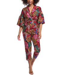 Farm Rio Embroidered Bananas Jumpsuit Purple